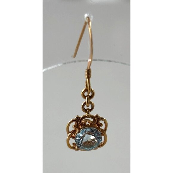 Vintage earrings With Blue Lab Created Topaz Gemstones - Picture 3 of 4